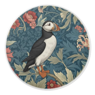 Papageientaucher-Vogel William Morris Stil nach re Keramikknauf