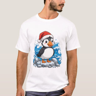 Papageientaucher Weihnachtsmannmütze Küsten-Design T-Shirt
