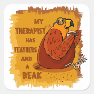 Papageientherapeut - Funny Gift für Papageienbesi Quadratischer Aufkleber