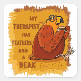 Papageientherapeut - Funny Gift für Papageienbesit Quadratischer Aufkleber