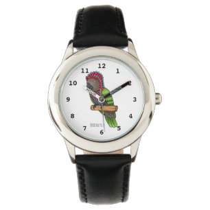 Papageienvogel-Cartoon-Abbildung Armbanduhr