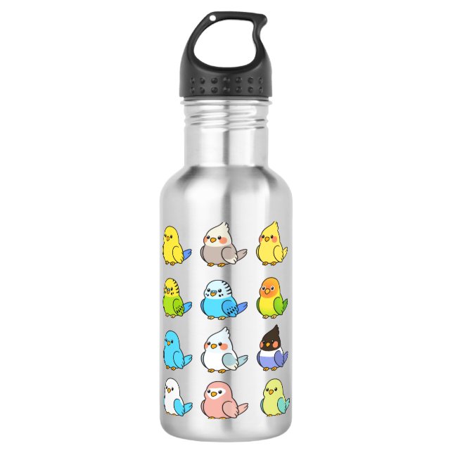 Papageienvögel Edelstahlflasche (Vorderseite)