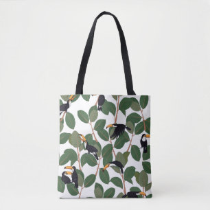 Papageienvogel mit Fikus-Palmen-Blätter nahtlos Tasche