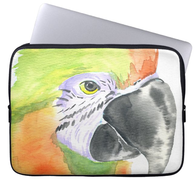 Papageienwasserfarbe Laptopschutzhülle (Vorderseite)