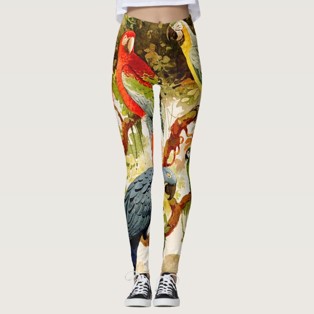 Papageimacaw-Vogel-wild lebende Tiere ganz über Leggings (Vorderseite)