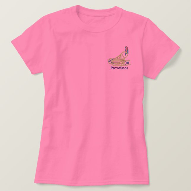 PapageiSleds - bestickte Damen T-Shirt (Design vorne)