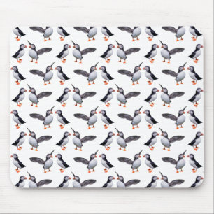 Papageitaucher-Rauschmauspad (Weiß) Mousepad