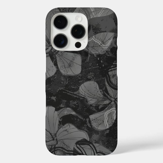 Papaloa Hibiskus Hawaiian Lava Rock Malerei Grau iPhone 16 Pro Hülle (Rückseite)