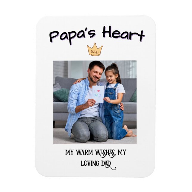 Papa's Heart - Pho zum Personalisierten Ersten Vat Magnet (Vertikal)