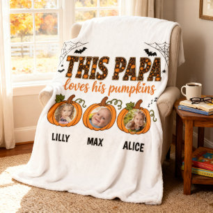 Papas kleine Kürbisse 3 Enkelkinder Foto Halloween Fleecedecke