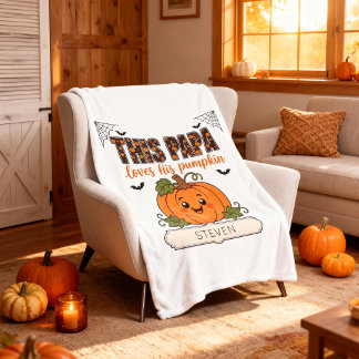 Papas kleiner Kürbis 1 Enkelname Halloween Fleecedecke