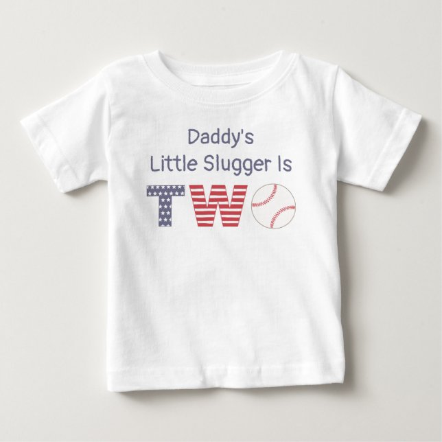 Papa's kleines Gepäck ist zwei, Baseball Geburtsta Baby T-shirt (Vorderseite)
