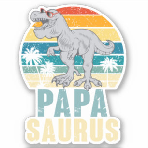 Papasaurus Dinosaur Retro Sonnenuntergang Tropisch Aufkleber