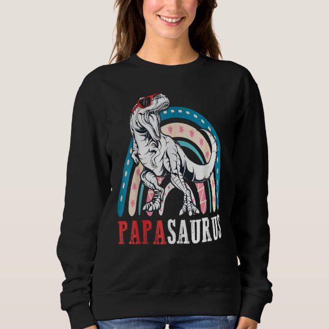 Papasaurus Rex Dinosaur Papa Saurus Rainbow Vater Sweatshirt (Vorderseite)