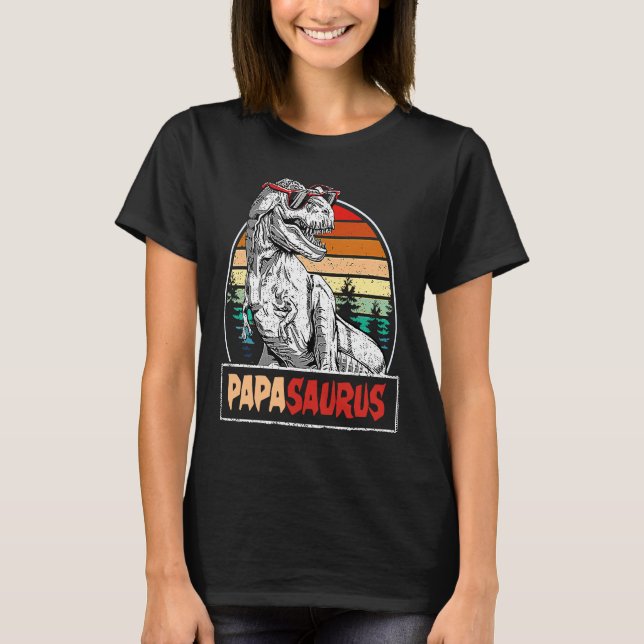 Papasaurus Rex Sunglasses Dino saur Papa Saurus T-Shirt (Vorderseite)