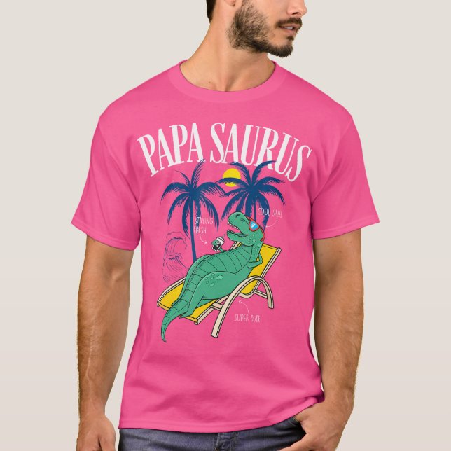 Papasaurus T-Rex Dinosaurier Funny Papas T-Shirt (Vorderseite)