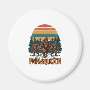 Papasquatch Bigfoot Vintage Sonnenuntergang Vektor Magnet