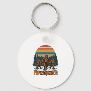 Papasquatch Bigfoot Vintage Sonnenuntergang Vektor Schlüsselanhänger