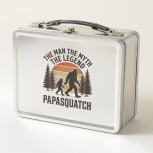 Papasquatch Vintage Bigfoot Dad Shirt Design_1 Metall Brotdose