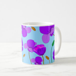 Papaver Poppy Lilac auf blassblauem Hintergrund Kaffeetasse