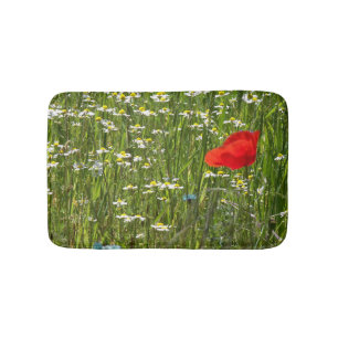 Papaver rhoeas, eine rote Blume Badematte