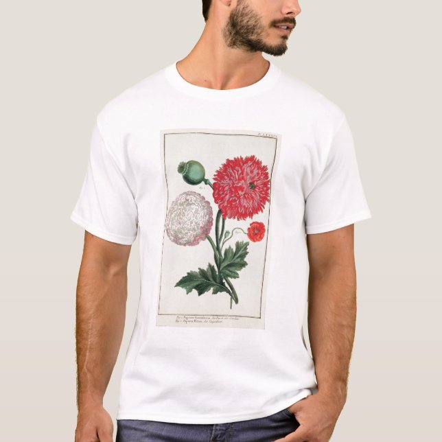 Papaver-Somniferum und Papaver rheas graviert T-Shirt (Vorderseite)