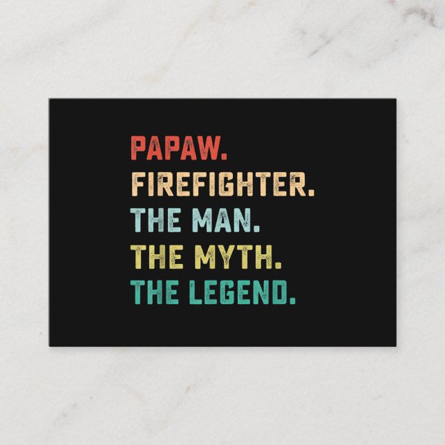 Papaw Firefighter Man Myth Legend Papa Geschenke Visitenkarte (Vorderseite)