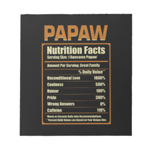 Papaw Nutrition Fakten bedingungslose Liebe Notizblock