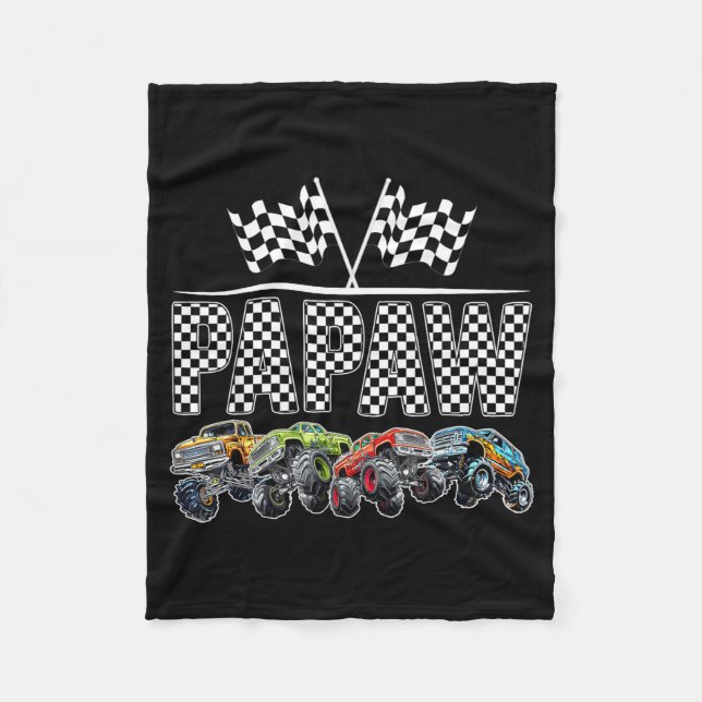 Papaw Retro Monster Truck Family Birthday Matching Fleecedecke (Vorderseite)