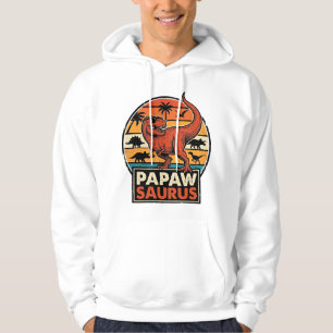 Papawsaurus Retro-Dinosaur-Sonnenuntergangs-Vektor Hoodie