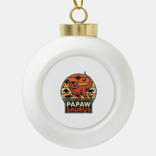 Papawsaurus Retro-Dinosaur-Sonnenuntergangs-Vektor Keramik Kugel-Ornament