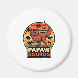 Papawsaurus Retro-Dinosaur-Sonnenuntergangs-Vektor Magnet