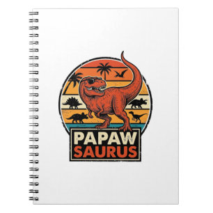 Papawsaurus Retro-Dinosaur-Sonnenuntergangs-Vektor Notizblock