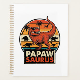 Papawsaurus Retro-Dinosaur-Sonnenuntergangs-Vektor Planer
