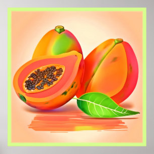 Papaya-Freshness in Scheiben Poster