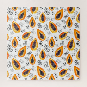Papaya-Früchte: abstraktes Aquarellmuster.