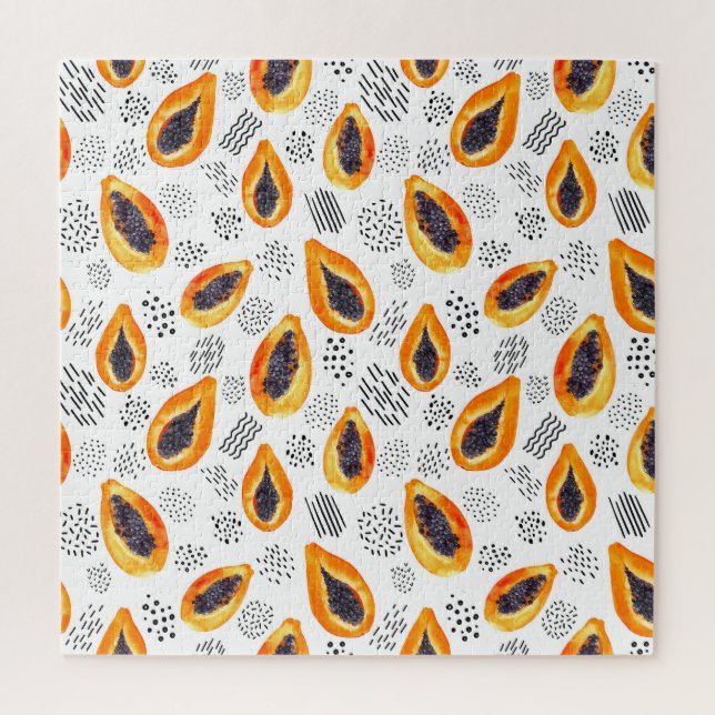 Papaya-Früchte: abstraktes Aquarellmuster. (Vertikal)