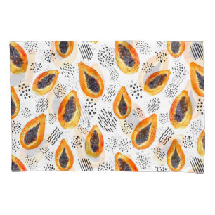 Papaya-Früchte: abstraktes Aquarellmuster. Kissenbezug