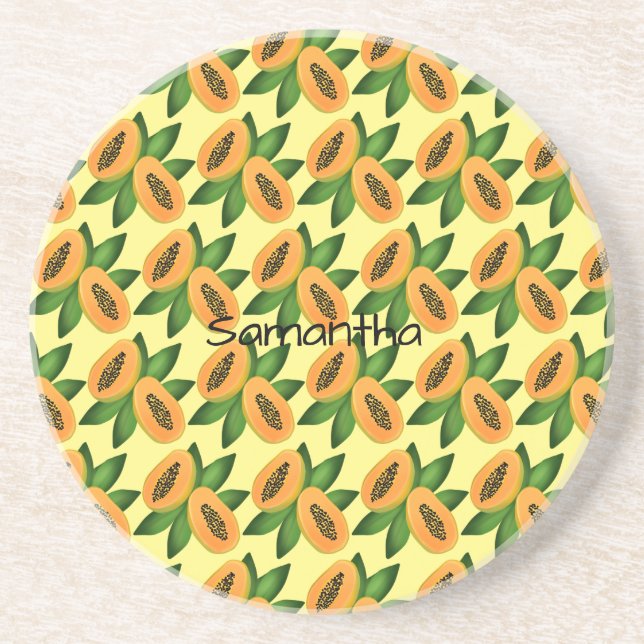 Papaya Fruchtwackelpapier Getränkeuntersetzer (Vorne)