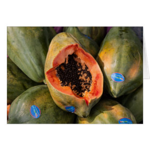 Papaya Fruit Sliced Open Black Seeds Grußkarte