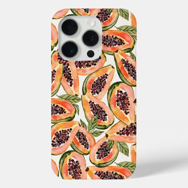 Papaya Fruit Watercolor Case-Mate iPhone Hülle (Rückseite)