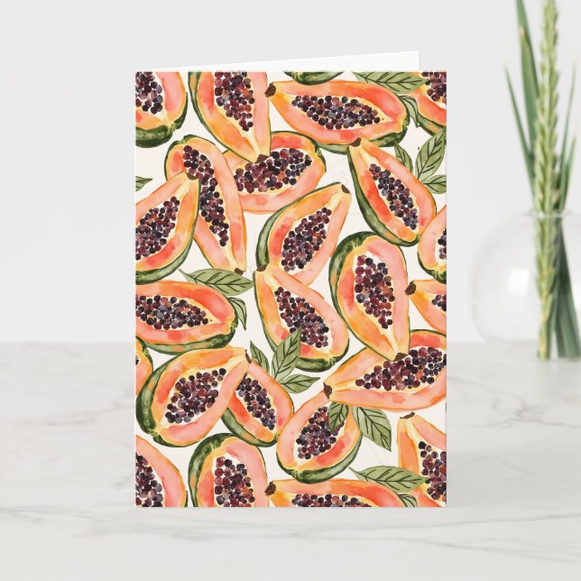 Papaya Fruit Watercolor Dankeskarte (Vorderseite)