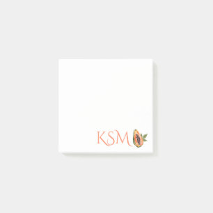Papaya Fruit Watercolor Monogram Post-it Klebezettel