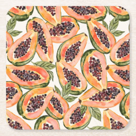 Papaya Fruit Watercolor Rechteckiger Pappuntersetzer
