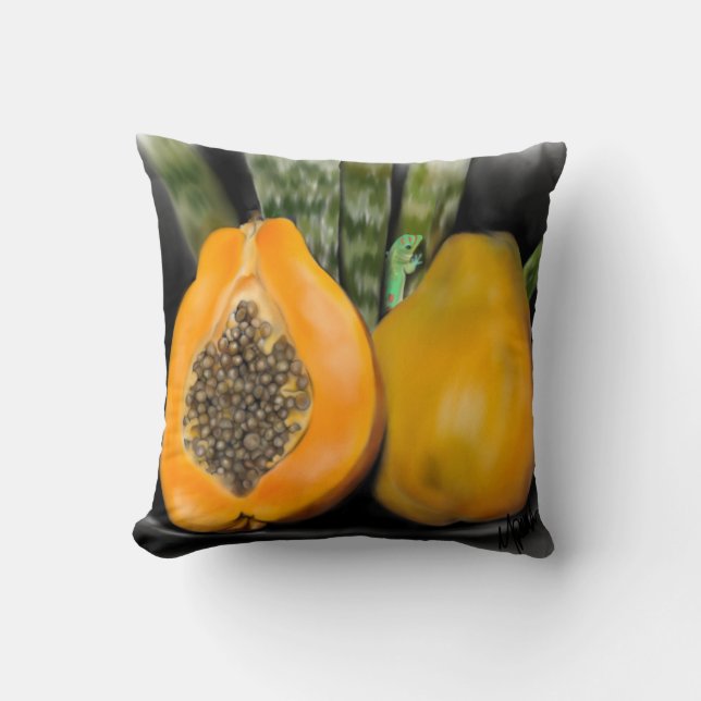 Papaya Gecko Kissen (Vorderseite)