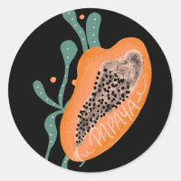 Papaya Hand Drawn Lettering Tropisches Obst