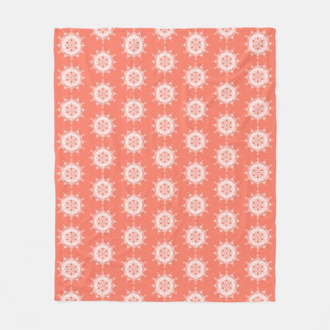 Papaya Mandala Fleecedecke (Vorderseite)