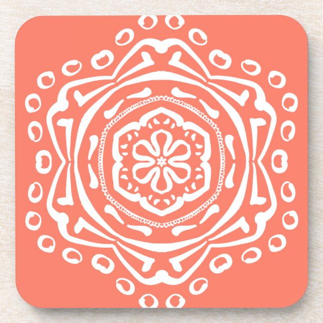 Papaya Mandala Getränkeuntersetzer (Vorderseite)