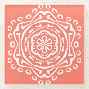 Papaya Mandala Glasuntersetzer