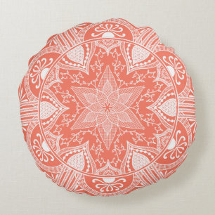 Papaya Mandala Rundes Kissen